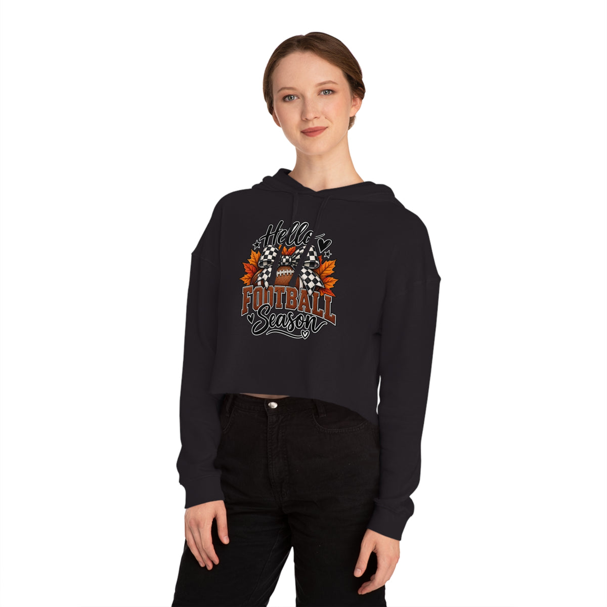 "Hello Football Season" Fall Game Day Sweatshirt Cropped Hoodie