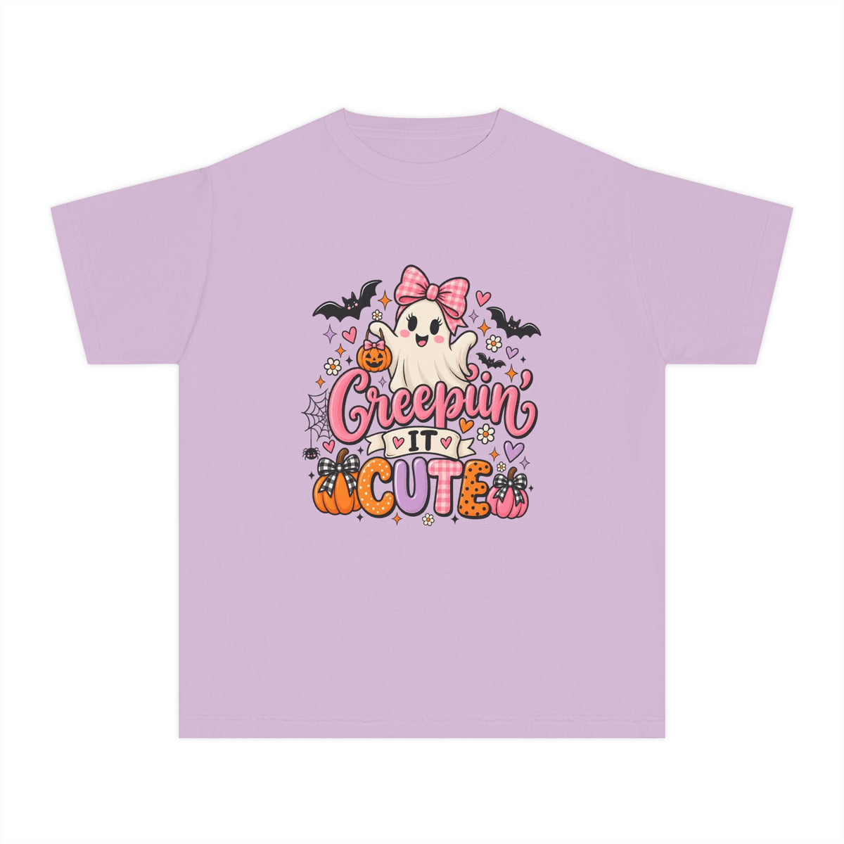 Youth Tee — "Creepin' It Cute" Halloween Ghost Graphic