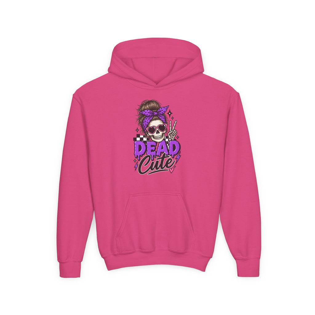 "Dead Cute" Skull Graphic Pullover (Purple Accent) Youth Hoodie