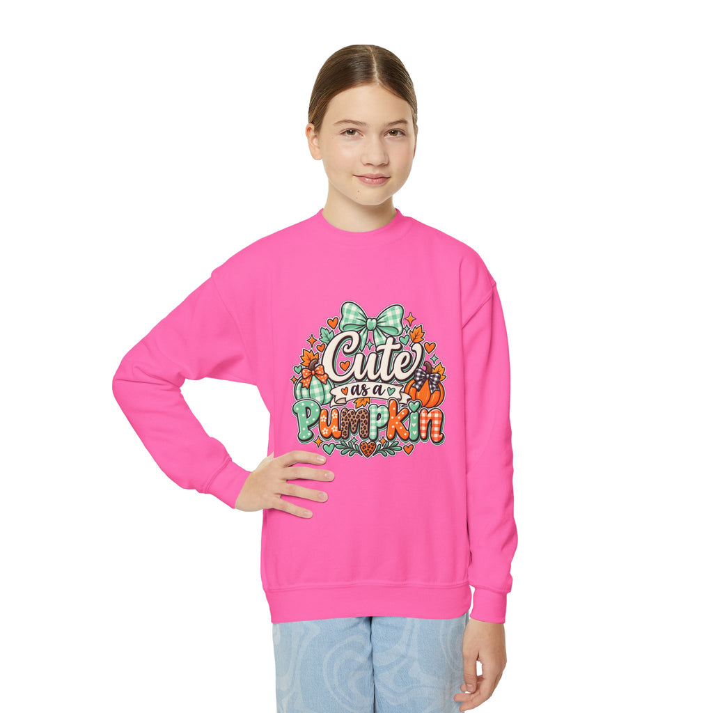 Youth Sweatshirt — "Cute as a Pumpkin" Fall Kids Crewneck
