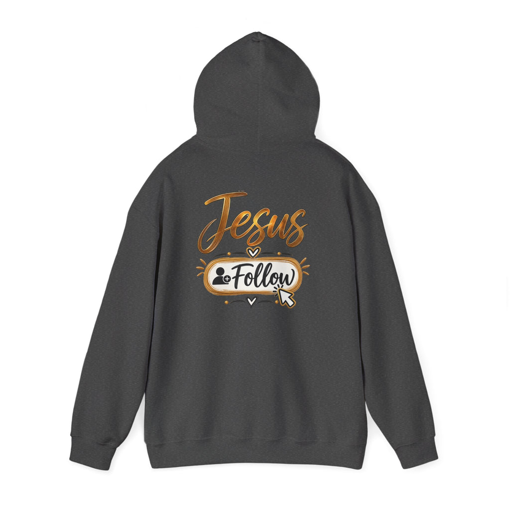 Christian Hoodie - Gold Brush Cross & “Jesus I Follow” Inspirational Pullover