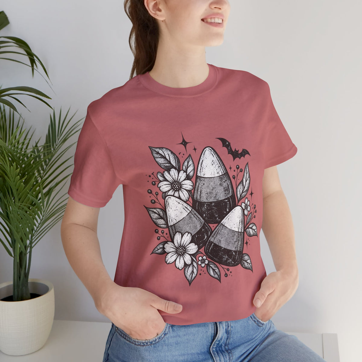Candy Corn Floral Tee — Halloween Candy Corn Shirt
