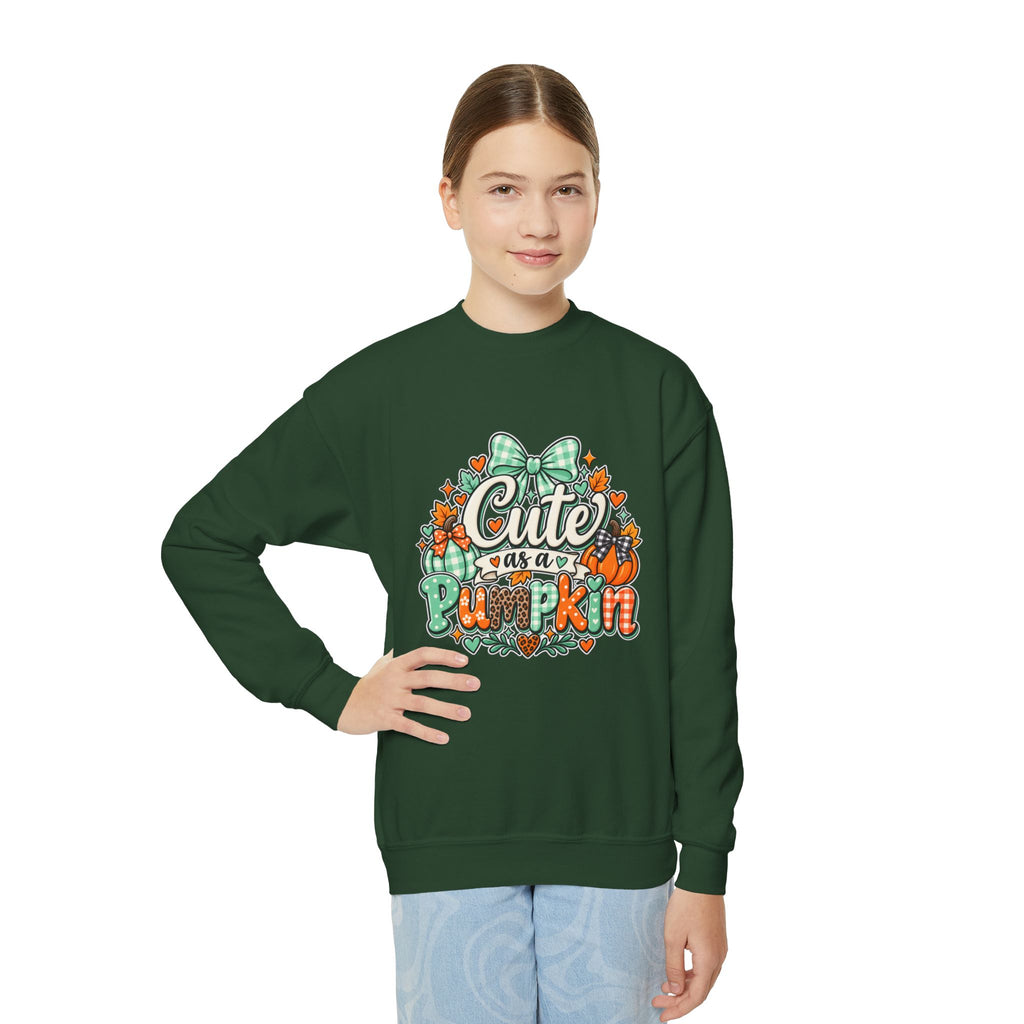 Youth Sweatshirt — "Cute as a Pumpkin" Fall Kids Crewneck