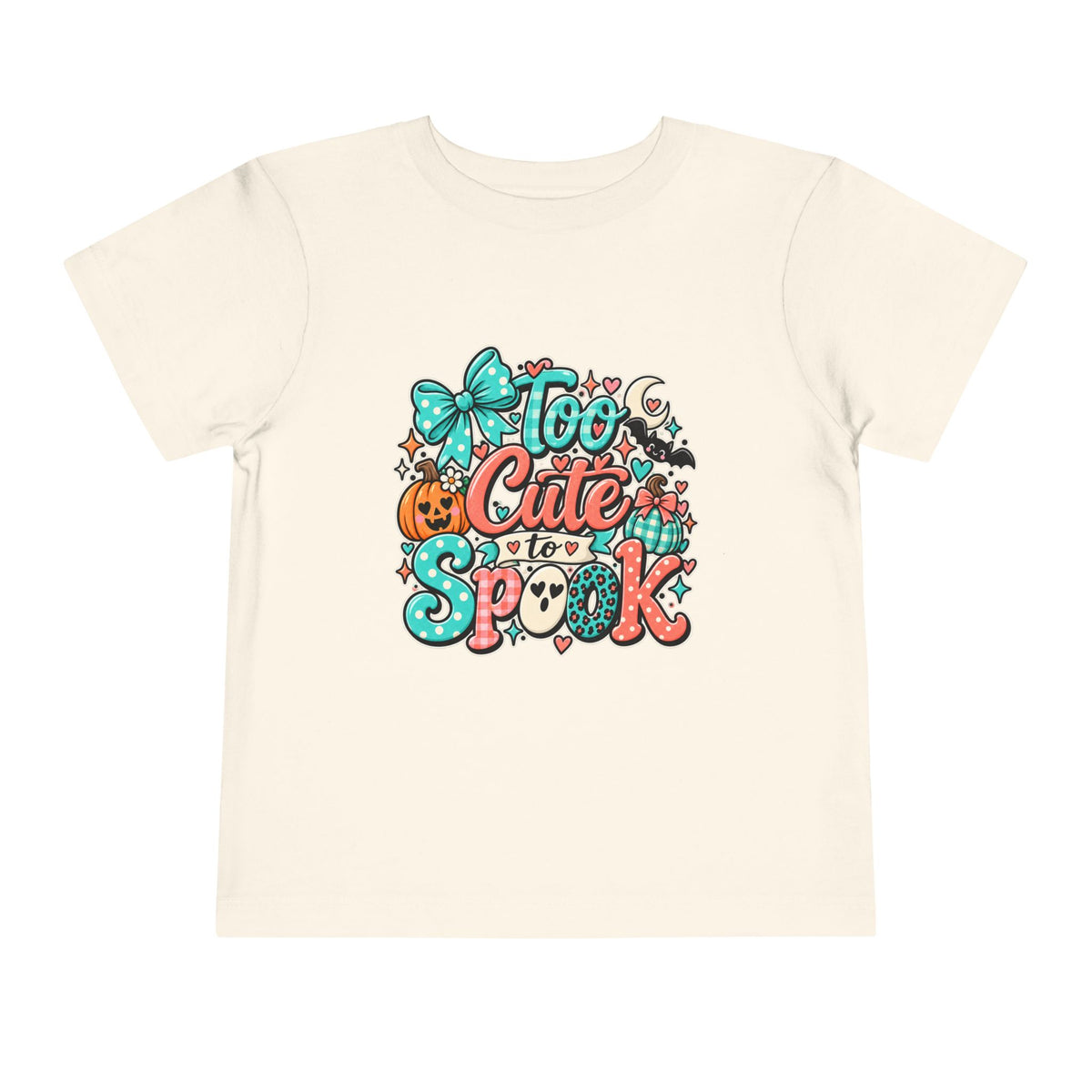 Too Cute to Spook Toddler Tee — Halloween Baby Shirt with Pumpkin, Ghost & Bow