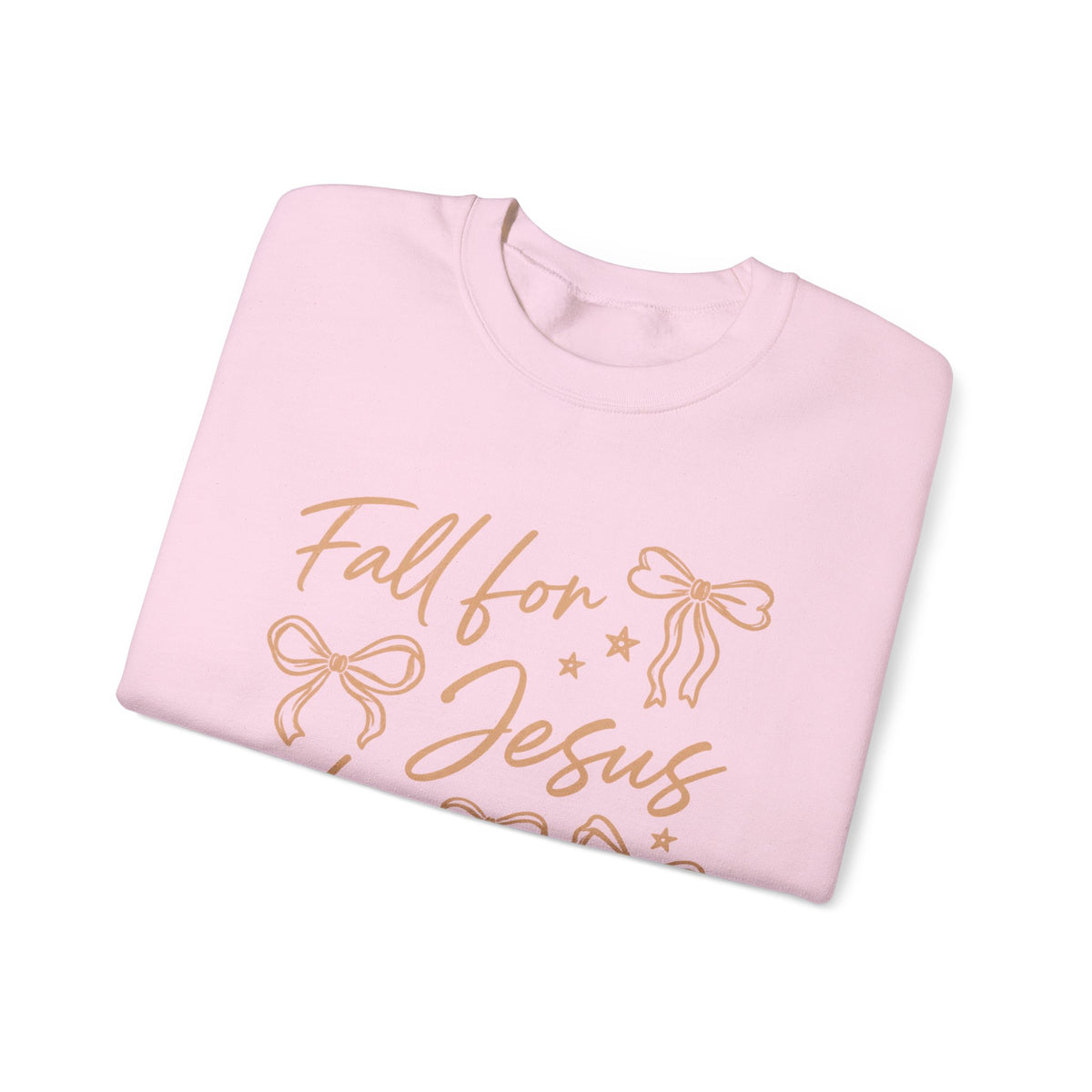 Christian Crewneck Sweatshirt – “Fall for Jesus, He Never Leaves” Autumn Faith Pullover
