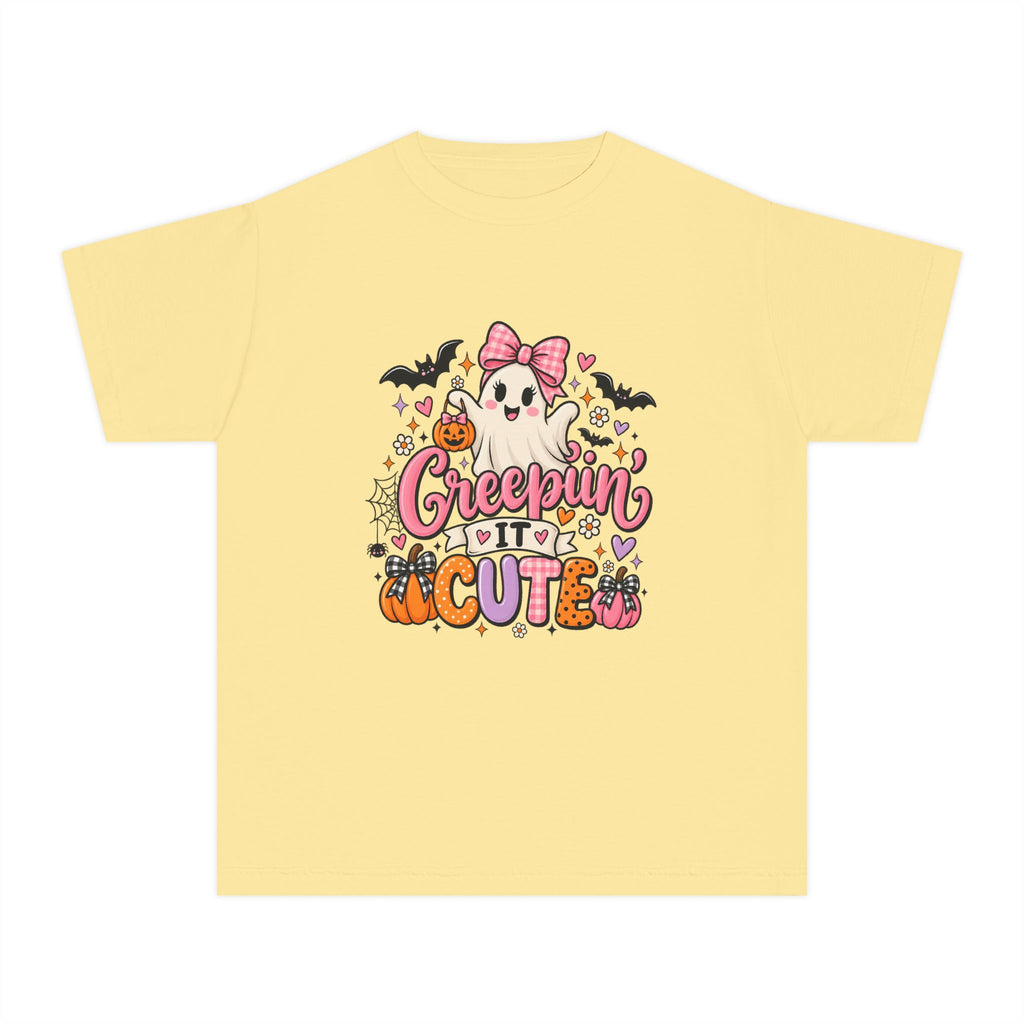 Youth Tee — "Creepin' It Cute" Halloween Ghost Graphic