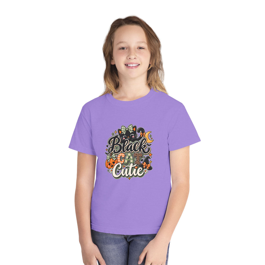 Youth Tee — "Black & Cute" Halloween Pumpkin Graphic