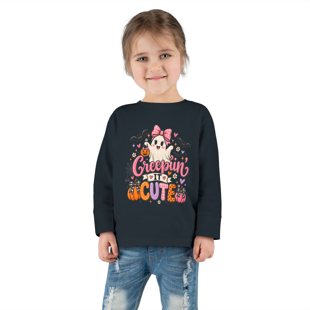 Toddler Long Sleeve Tee — 'Creepin' Cute' Halloween Ghost Shirt for Babies & Toddlers