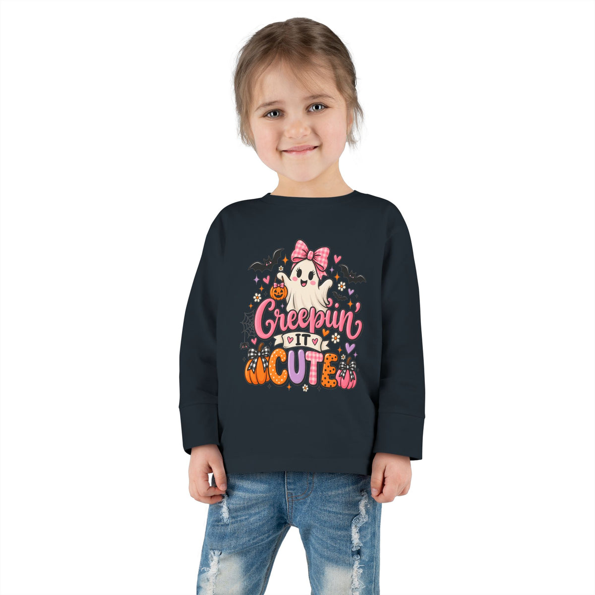 Toddler Long Sleeve Tee — 'Creepin' Cute' Halloween Ghost Shirt for Babies & Toddlers