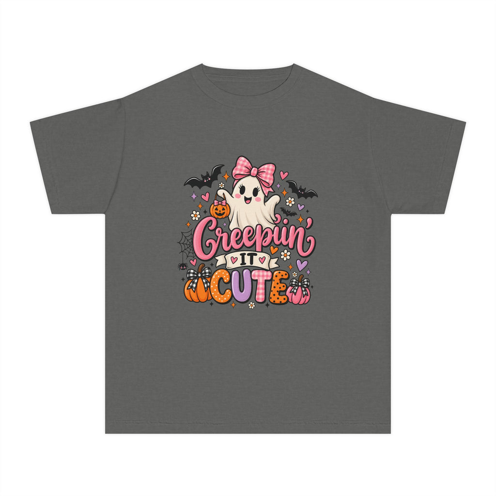 Youth Tee — "Creepin' It Cute" Halloween Ghost Graphic