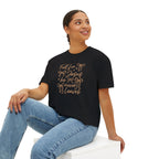 Women's Boxy Tee — "Fall for Jesus He Never Leaves" Faith Graphic Tee