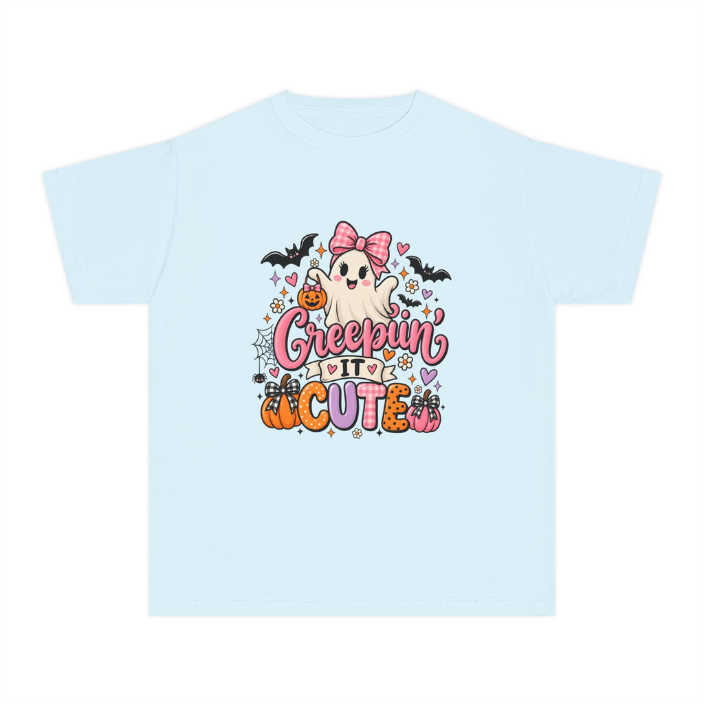Youth Tee — "Creepin' It Cute" Halloween Ghost Graphic