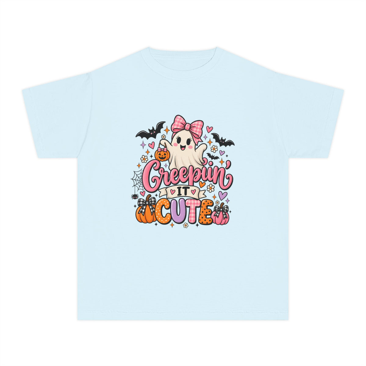 Youth Tee — "Creepin' It Cute" Halloween Ghost Graphic
