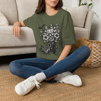 Halloween Boot Bouquet T‑Shirt — Pumpkin, Candy Corn & Bat Graphic
