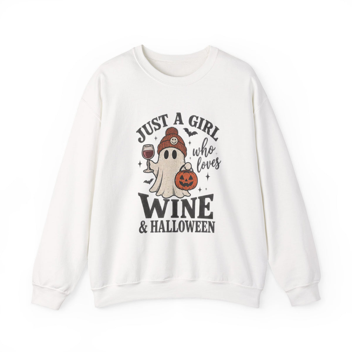 Halloween Wine Sweatshirt — “Just a Girl Who Loves Wine & Halloween” Crewneck