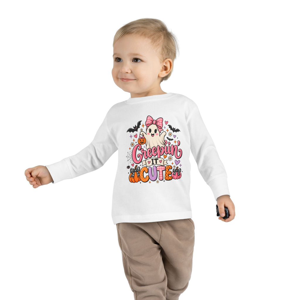 Toddler Long Sleeve Tee — 'Creepin' Cute' Halloween Ghost Shirt for Babies & Toddlers