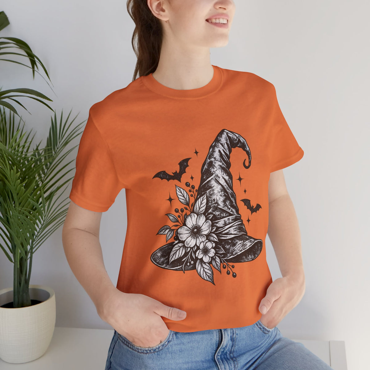 Witch Hat Floral Tee — Gothic Halloween Witchy T-Shirt