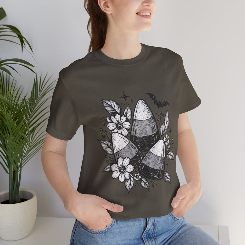 Candy Corn Floral Tee — Halloween Candy Corn Shirt