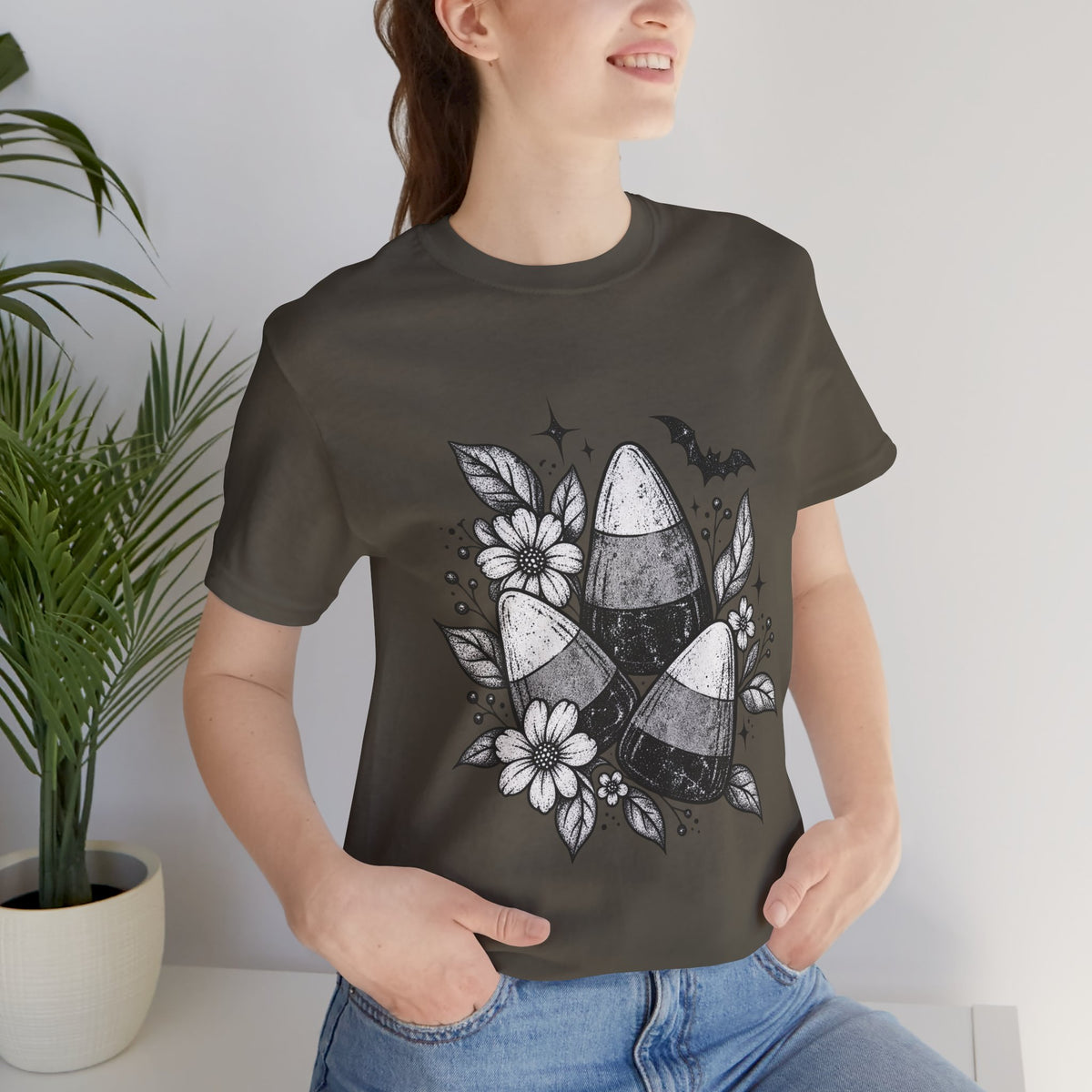 Candy Corn Floral Tee — Halloween Candy Corn Shirt