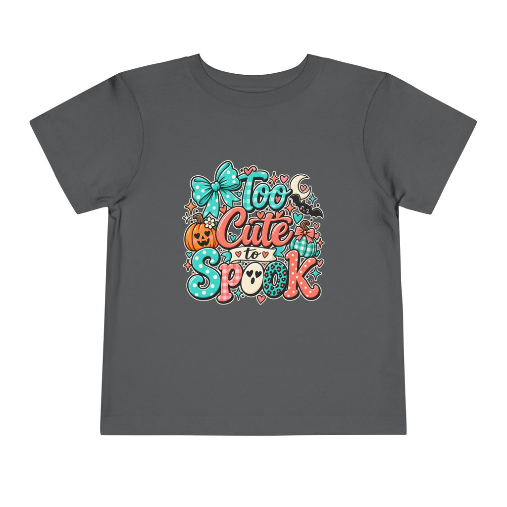 Too Cute to Spook Toddler Tee — Halloween Baby Shirt with Pumpkin, Ghost & Bow
