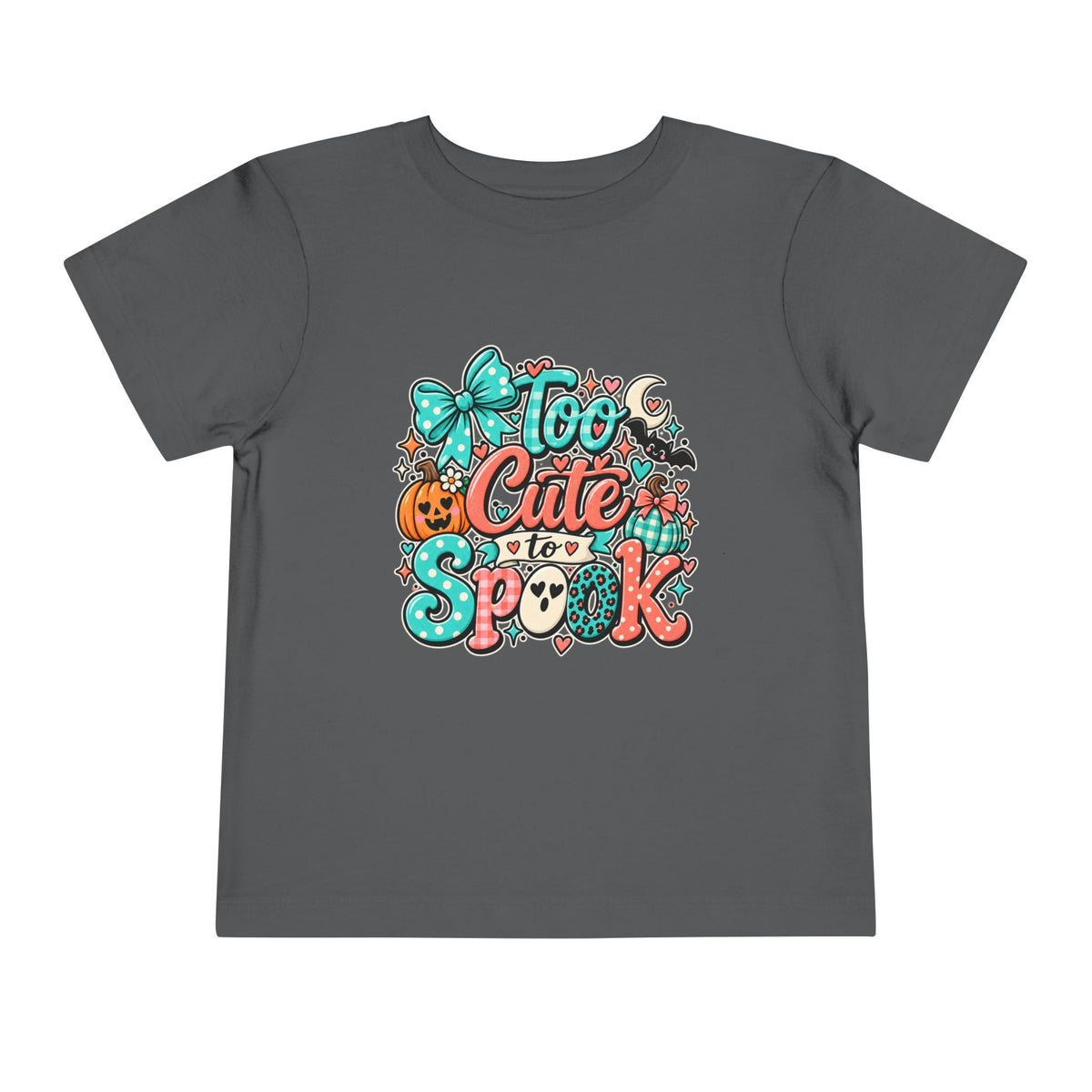 Too Cute to Spook Toddler Tee — Halloween Baby Shirt with Pumpkin, Ghost & Bow
