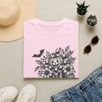 Halloween Boot Bouquet T‑Shirt — Pumpkin, Candy Corn & Bat Graphic