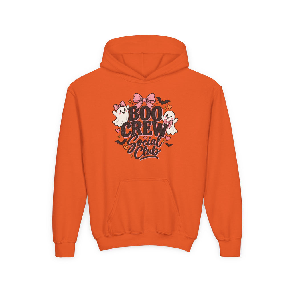 Boo Crew Youth Hoodie — Cute Pink Ghost Halloween Sweatshirt for Kids