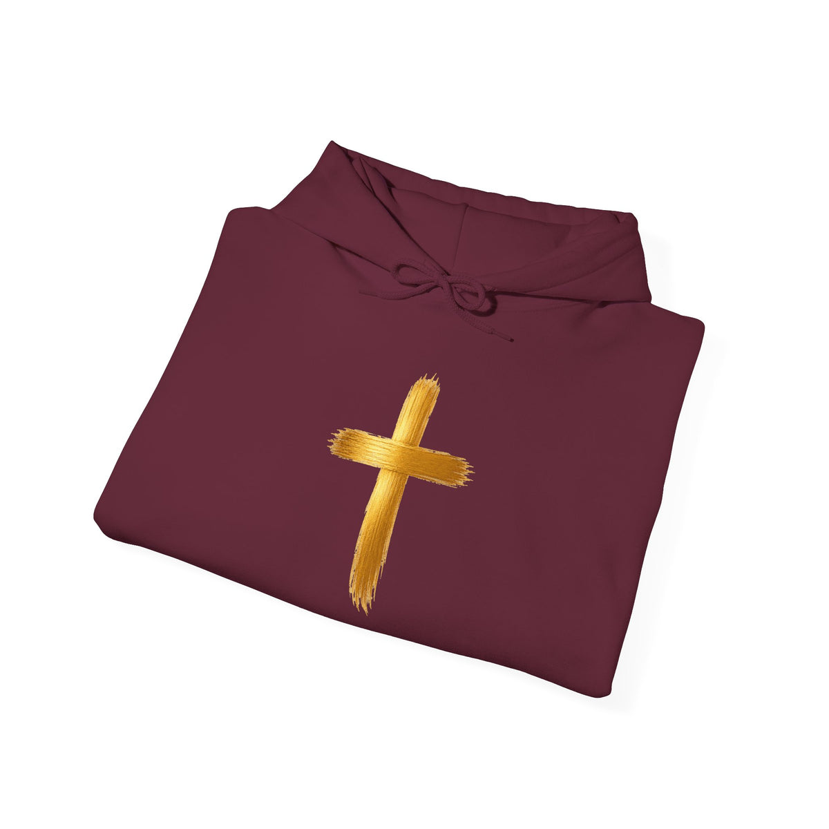 Christian Hoodie - Gold Brush Cross & “Jesus I Follow” Inspirational Pullover
