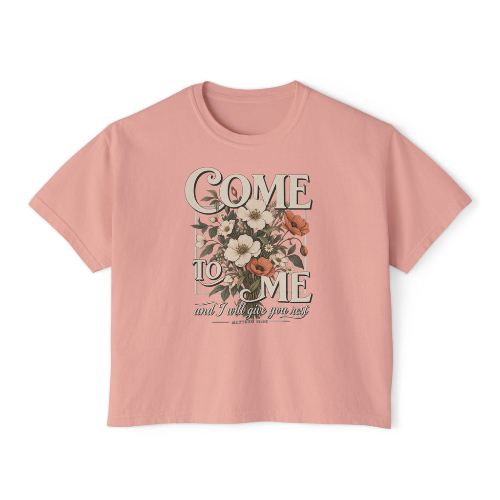 Come to Me Floral Boxy Tee — Vintage Floral Graphic Women's Shirt