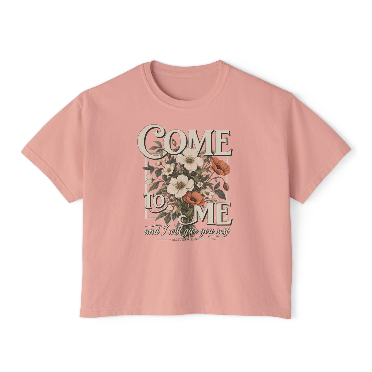 Come to Me Floral Boxy Tee — Vintage Floral Graphic Women's Shirt
