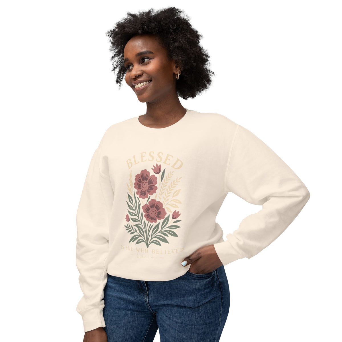 Blessed Floral Sweatshirt — Cozy Women's Crewneck with Vintage Flower Art