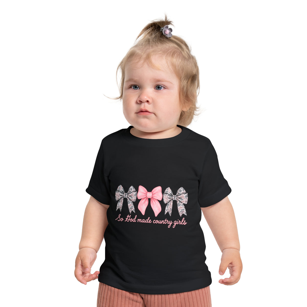 "So God Made Country Girls" Baby T-Shirt Pink Bow Graphic