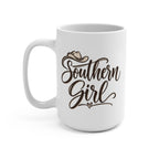 Southern Girl Mug — 15oz Country Coffee Cup with Script & Cowboy Hat