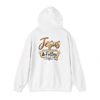 Christian Hoodie - Gold Brush Cross & “Jesus I Follow” Inspirational Pullover