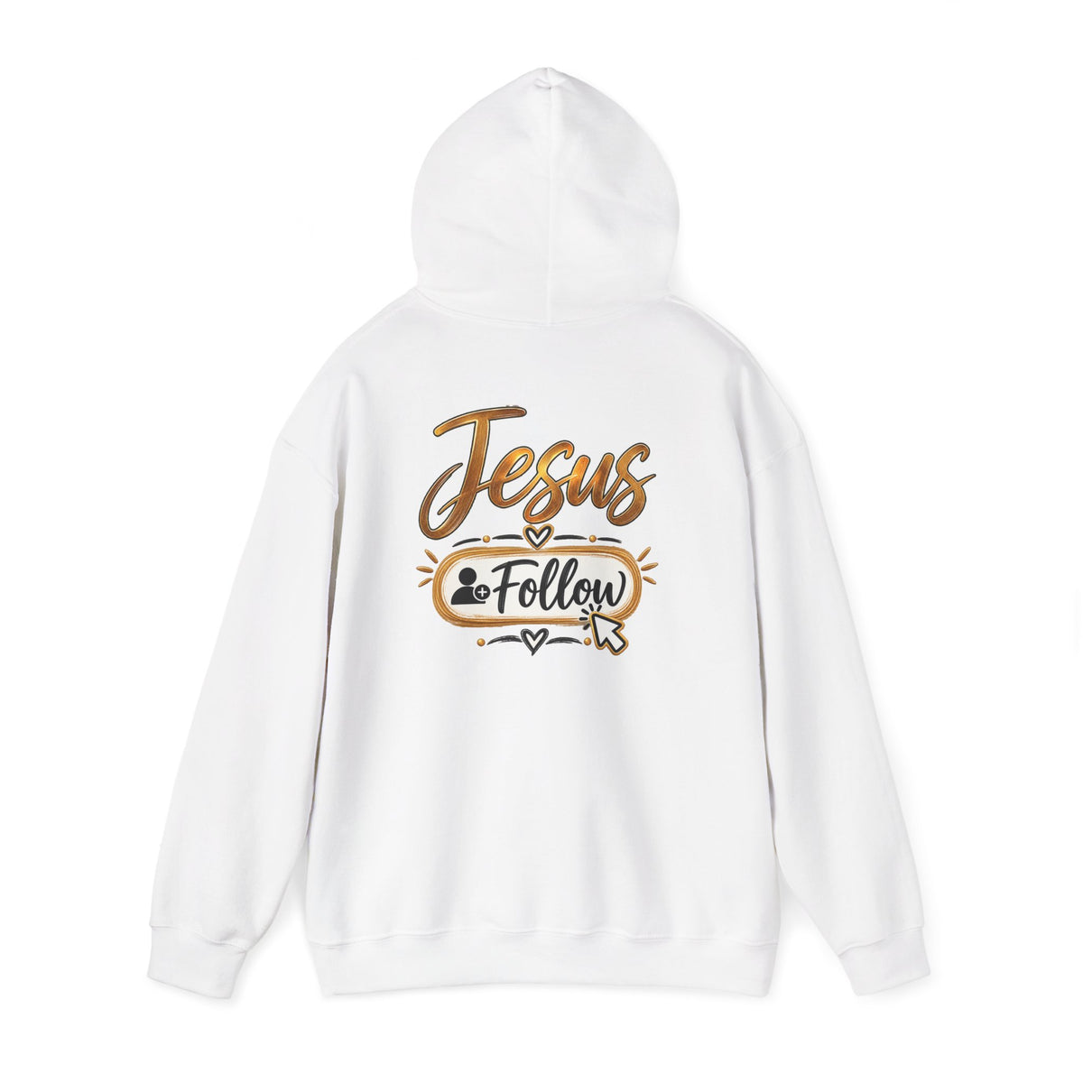 Christian Hoodie - Gold Brush Cross & “Jesus I Follow” Inspirational Pullover