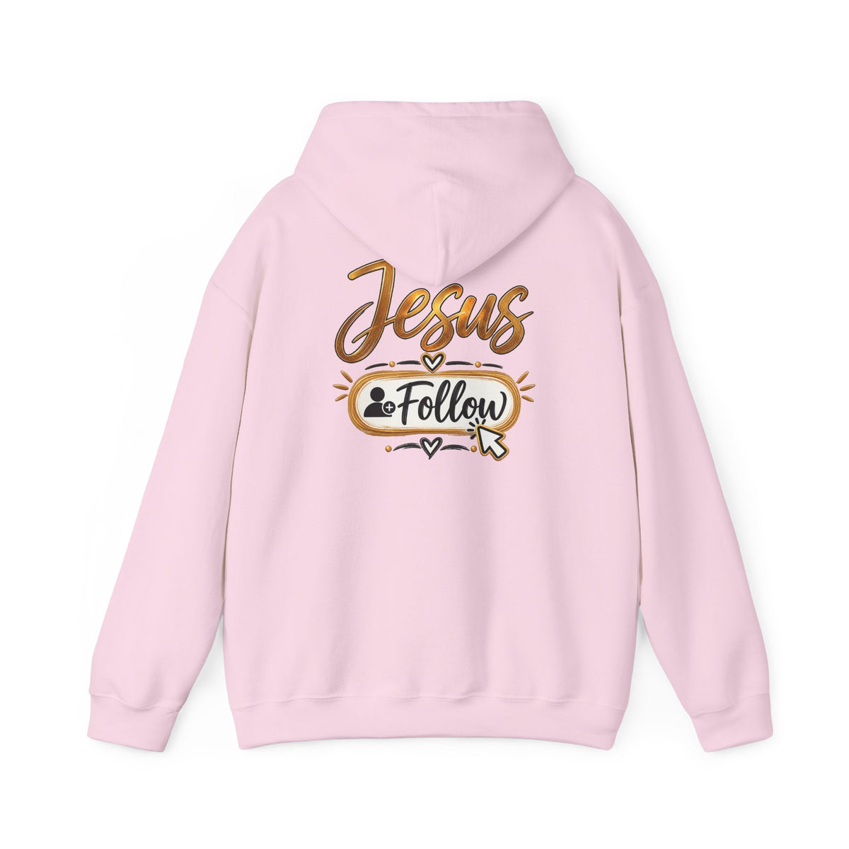 Christian Hoodie - Gold Brush Cross & “Jesus I Follow” Inspirational Pullover