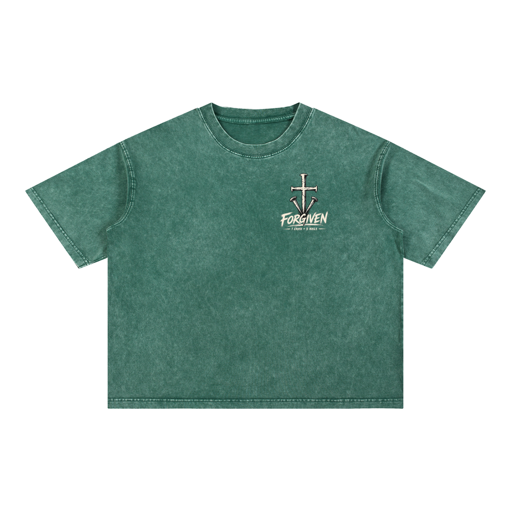1 Cross 3 Nails Mineral Wash Boxy Cotton T-Shirt