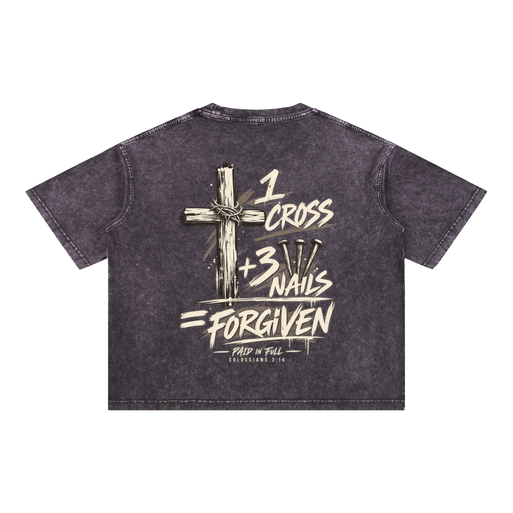 1 Cross 3 Nails Mineral Wash Boxy Cotton T-Shirt