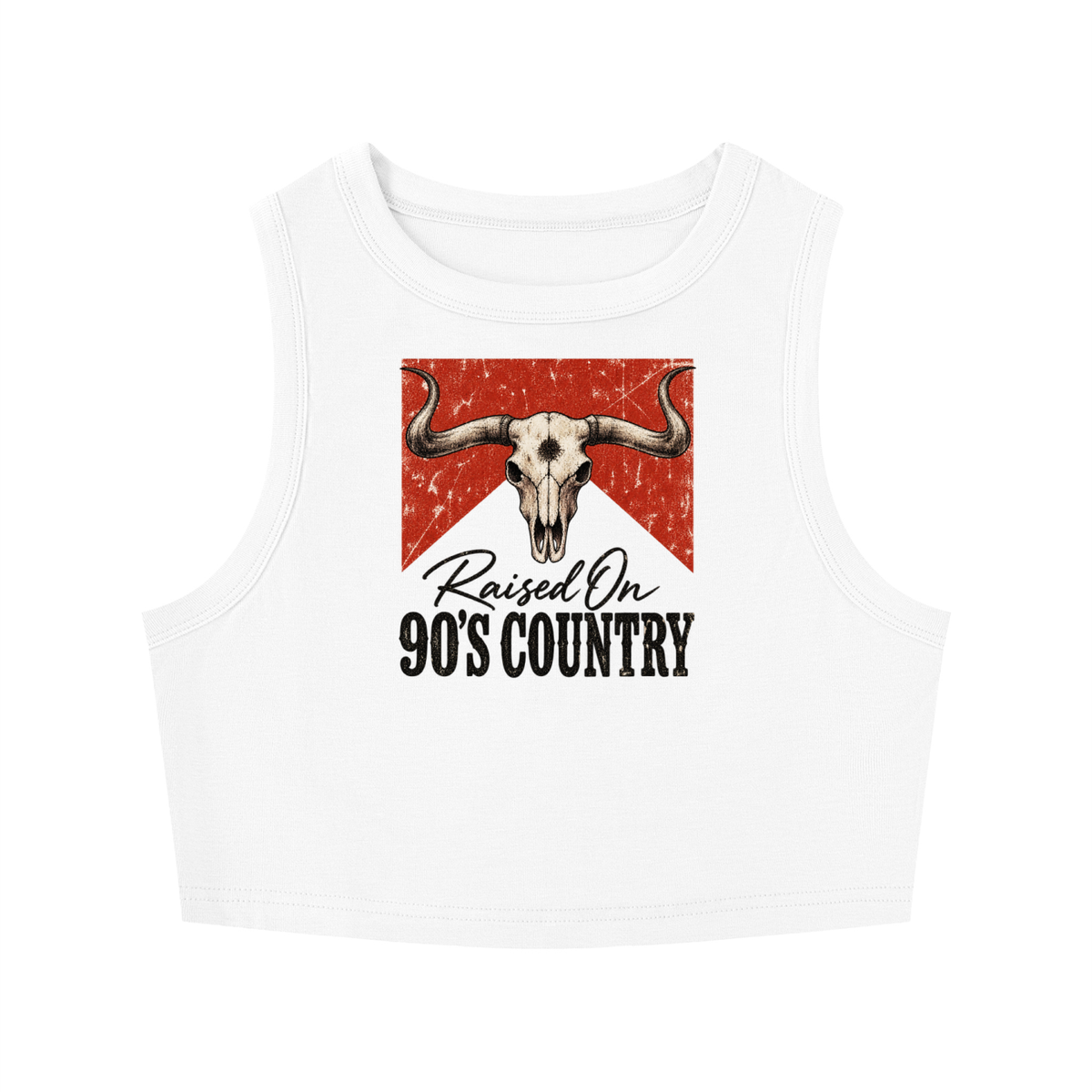 Raised on 90's Country Women's Tight Crewneck Crop Tank Top