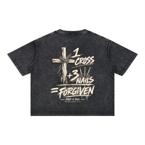 1 Cross 3 Nails Mineral Wash Boxy Cotton T-Shirt