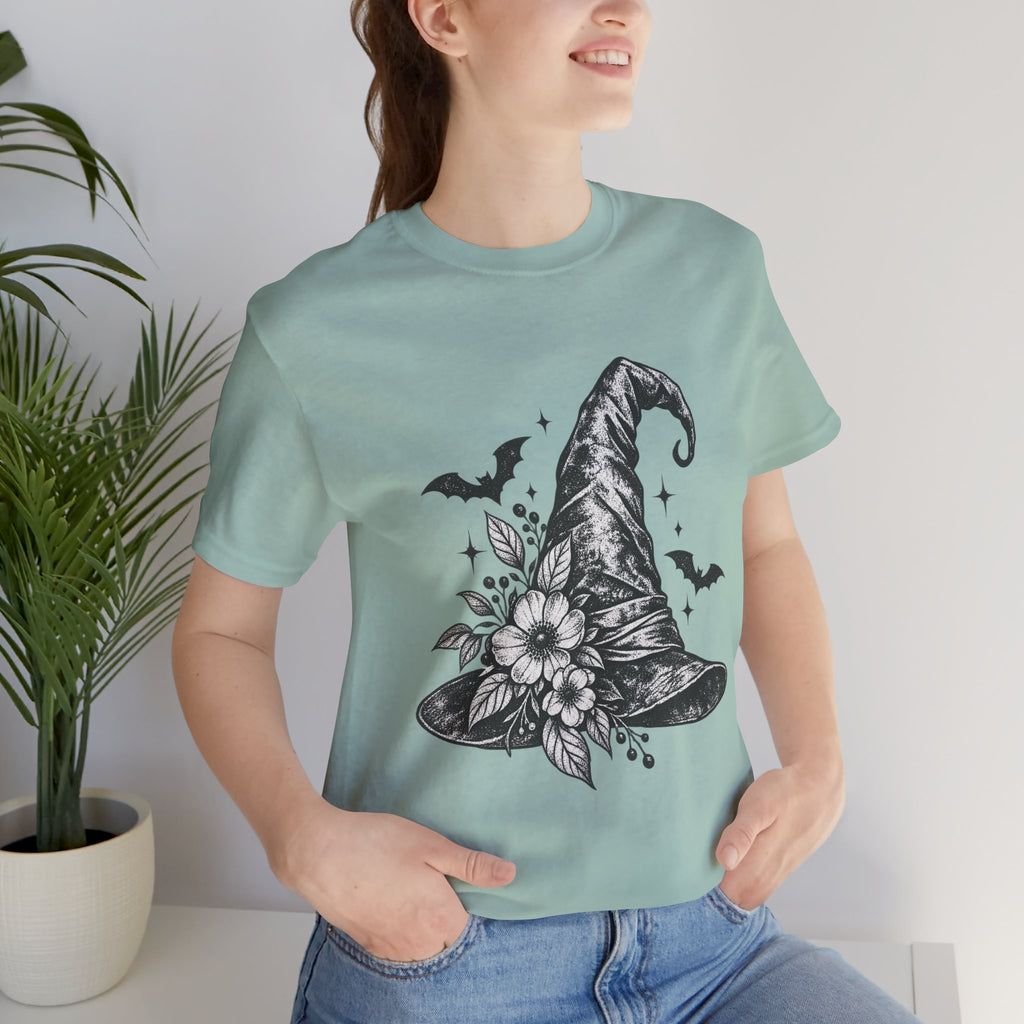 Witch Hat Floral Tee — Gothic Halloween Witchy T-Shirt