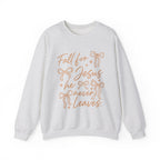 Christian Crewneck Sweatshirt – “Fall for Jesus, He Never Leaves” Autumn Faith Pullover