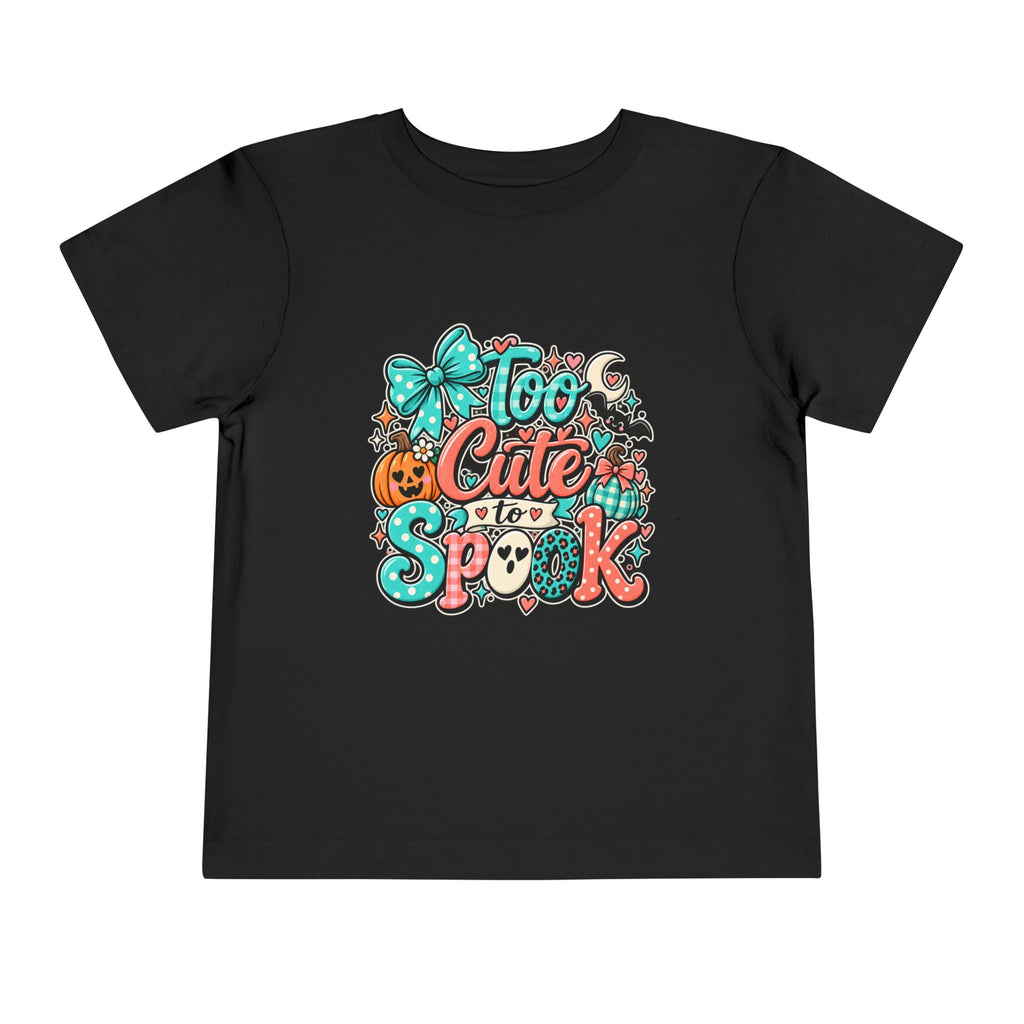 Too Cute to Spook Toddler Tee — Halloween Baby Shirt with Pumpkin, Ghost & Bow
