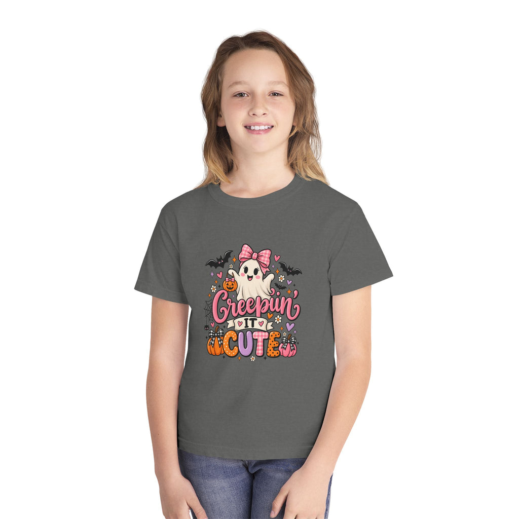 Youth Tee — "Creepin' It Cute" Halloween Ghost Graphic
