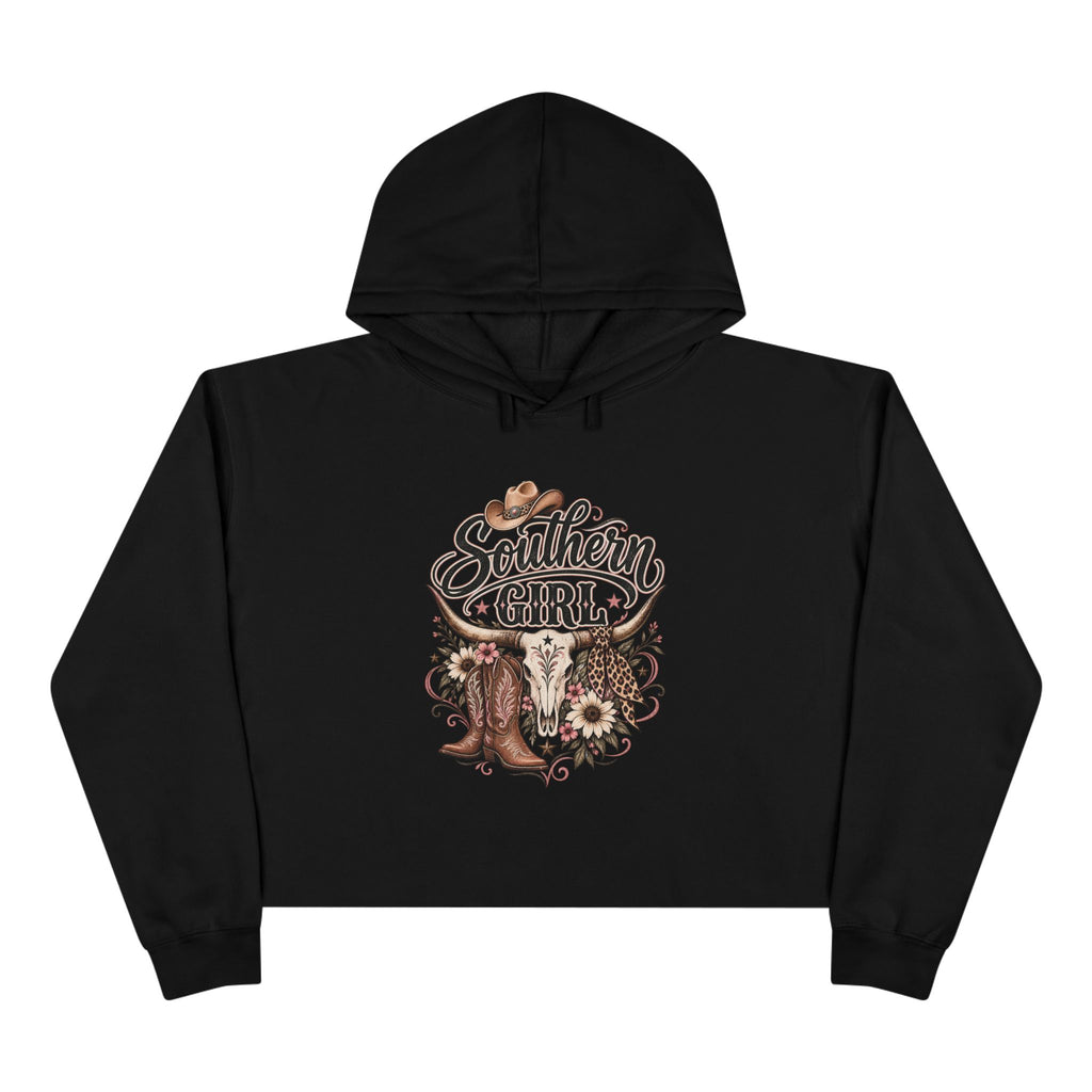 Southern Girl Crop Hoodie — Cowgirl Boots & Sunflower Western Crop Top
