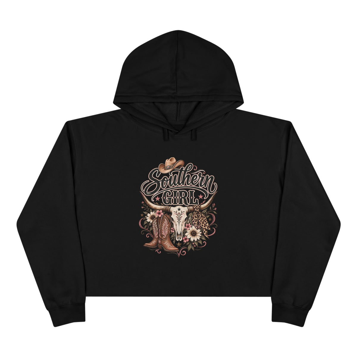 Southern Girl Crop Hoodie — Cowgirl Boots & Sunflower Western Crop Top