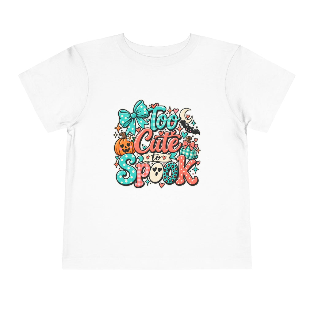 Too Cute to Spook Toddler Tee — Halloween Baby Shirt with Pumpkin, Ghost & Bow