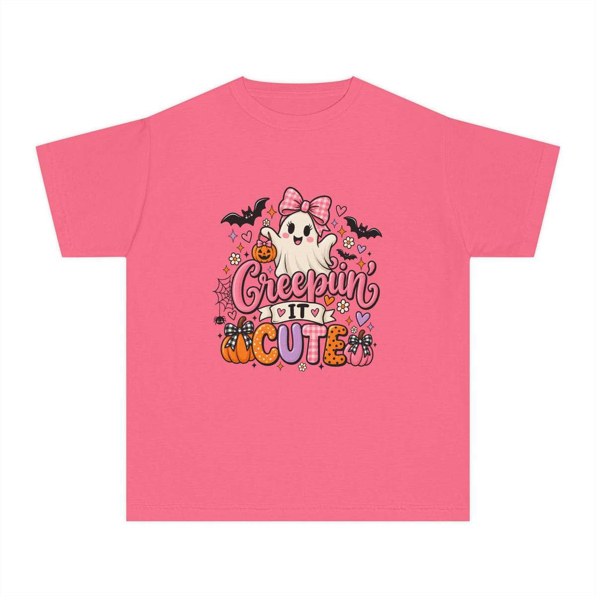 Youth Tee — "Creepin' It Cute" Halloween Ghost Graphic