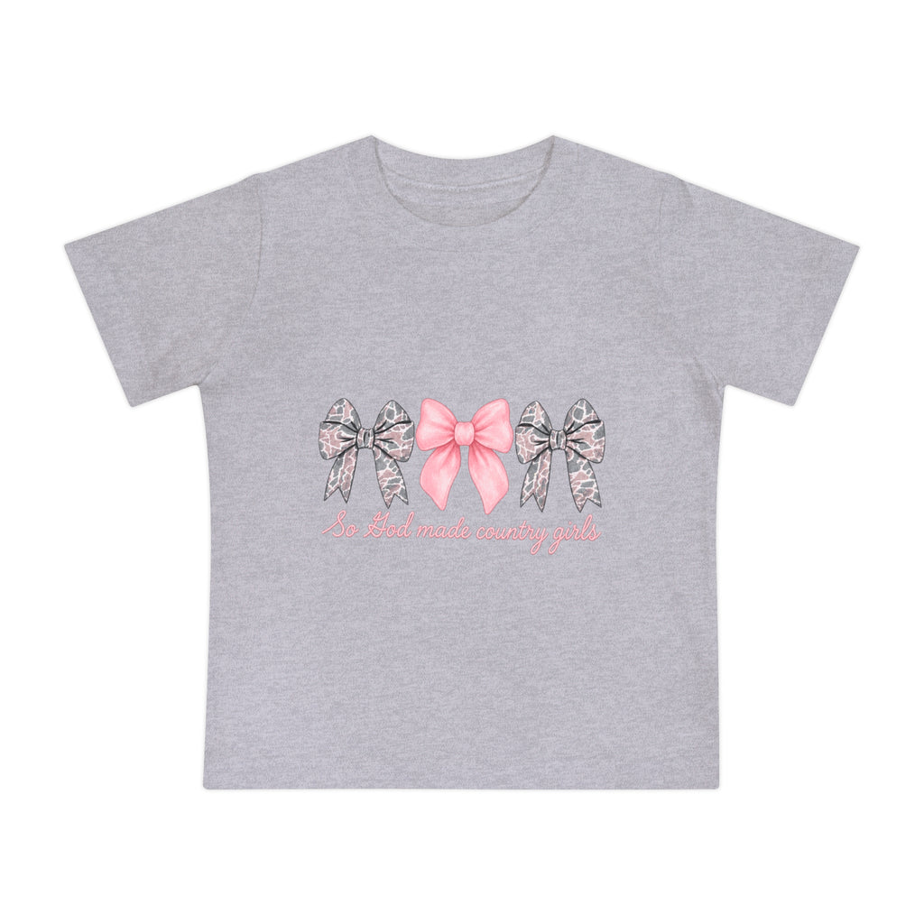 "So God Made Country Girls" Baby T-Shirt Pink Bow Graphic