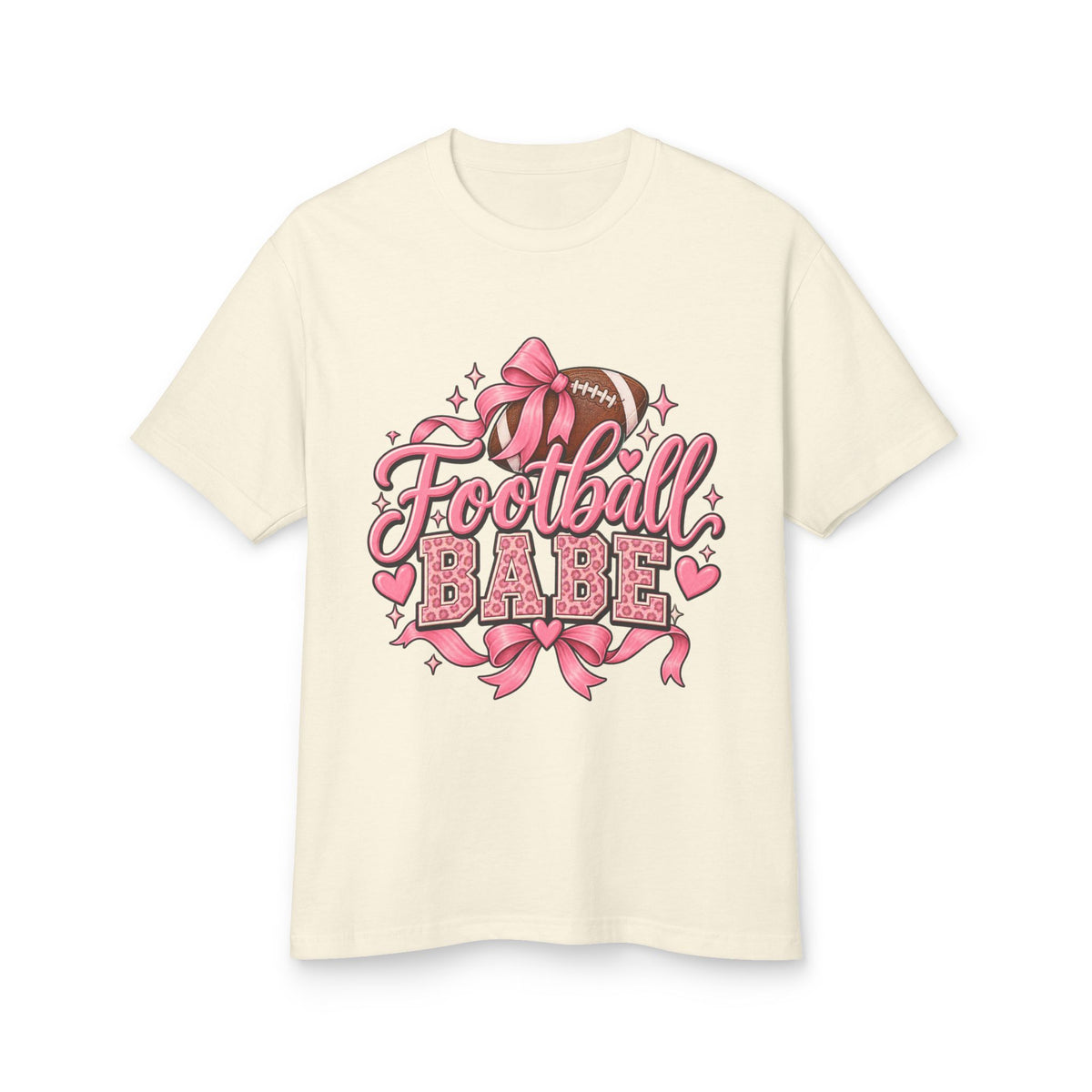 Football Babe T‑Shirt — Pink Cheerleader Football Design
